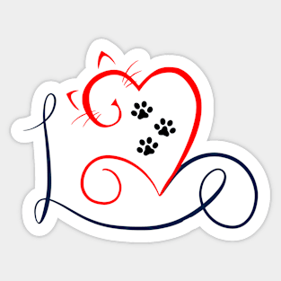 Cute Cat Line Art for Feline Lovers and Cat Moms Sticker